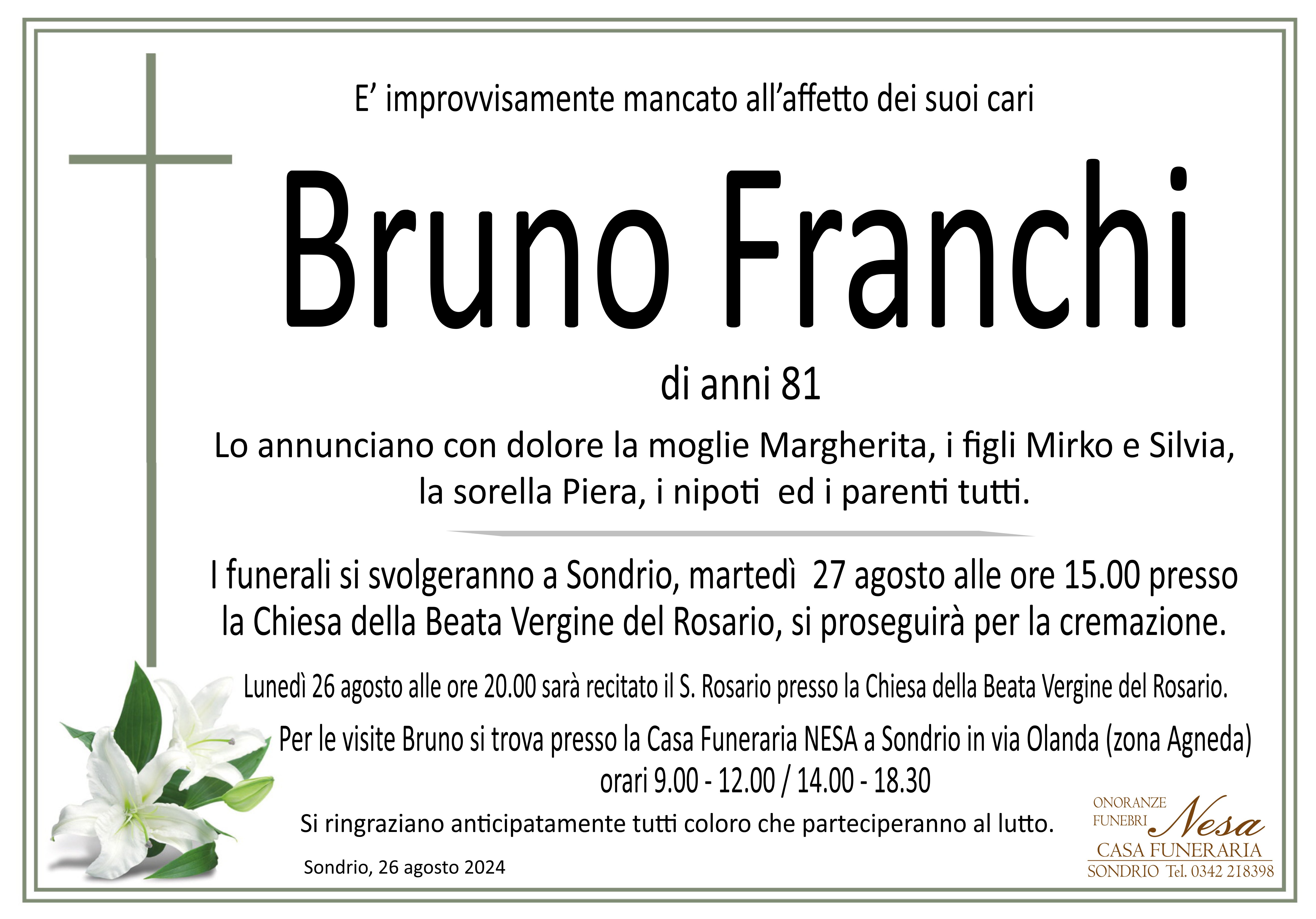 Necrologio Bruno Franchi